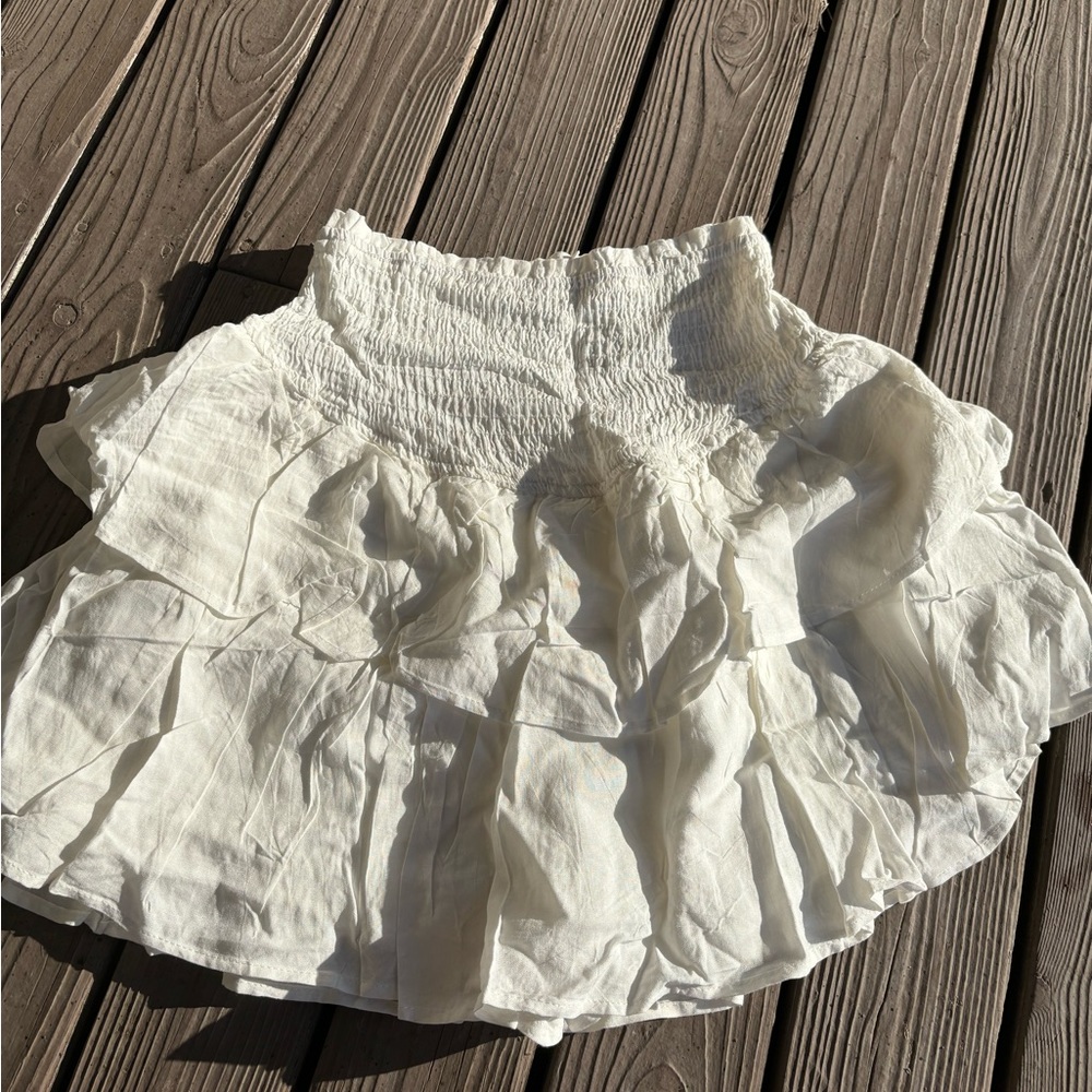 White Ruffle Mini Skirt